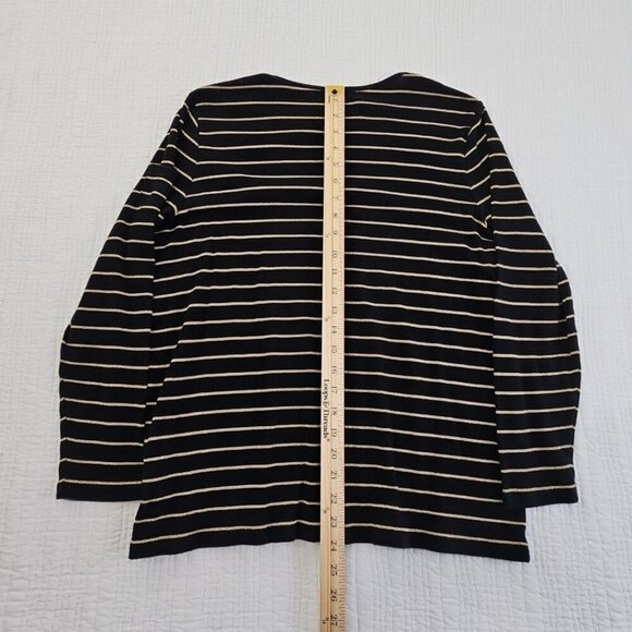 Lauren Ralph Lauren Green Label Top Size 1X Black & Gold Metallic Striped - Picture 11 of 14